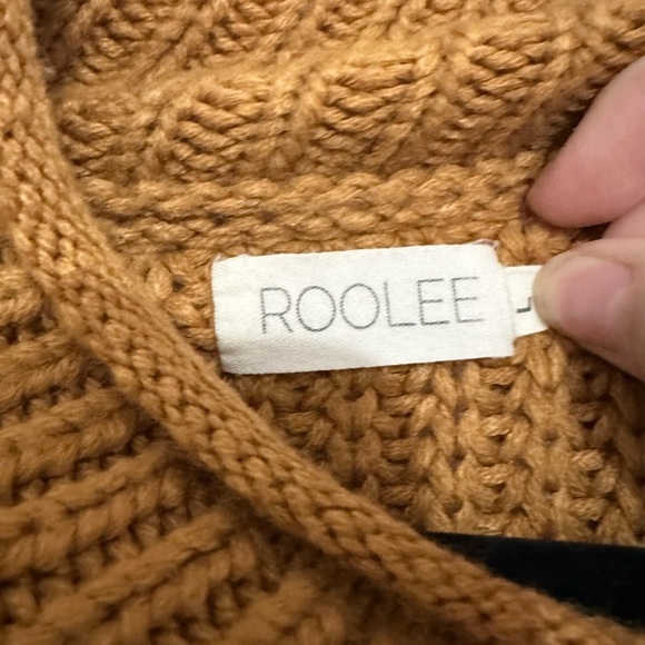 Roolee mock neck pullover knit sweater size large orange burnt rust wool blend - Picture 2 of 4